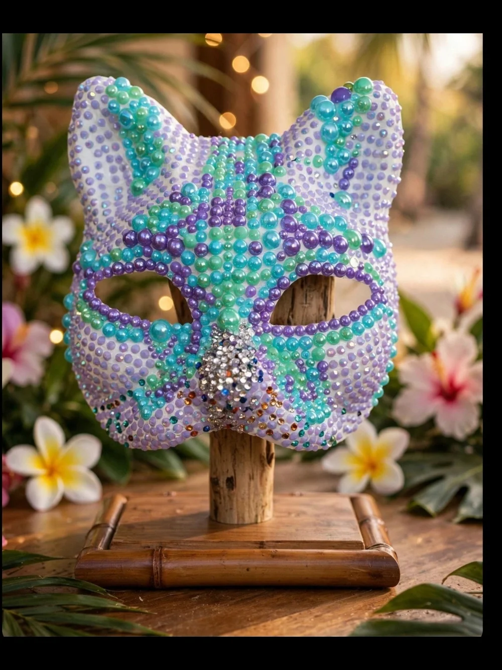 Cat Mask - Purple & Teal Decorative Pet-Themed Accessory